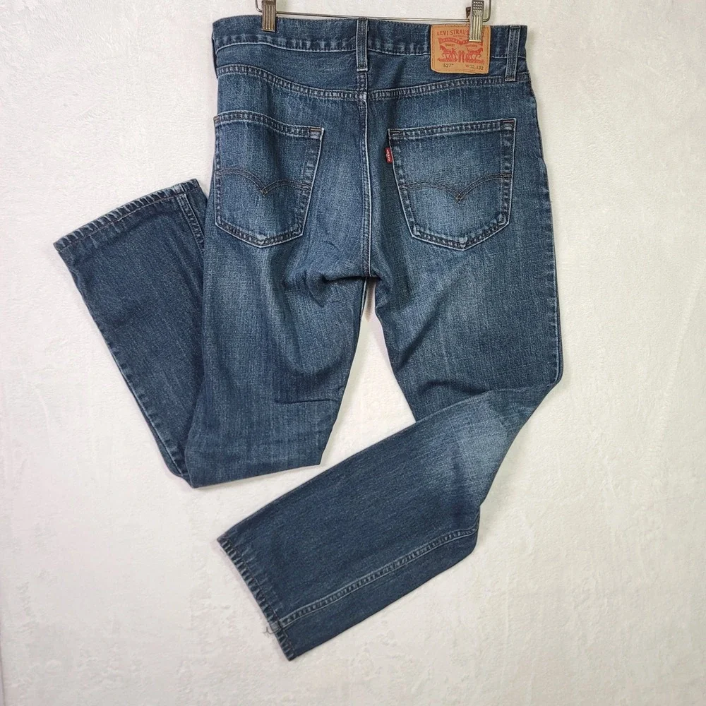 Levis 527 Slim Bootcut Jeans Mens 35x30 Western Cowboy Blue Denim Cotton Biker